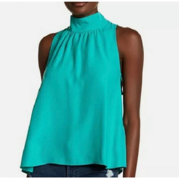 Free People Palm Breeze Mock Neck Keyhole Back Sleeveless Top Small - Picture 2 of 9
